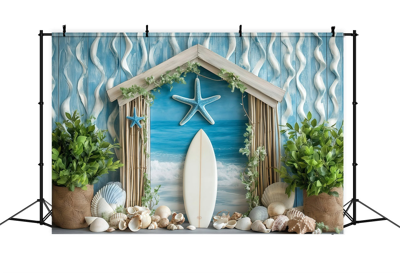 Strand Szene Hintergrund Küsten Muscheln Surf Sommer Hintergrund GQ4-253