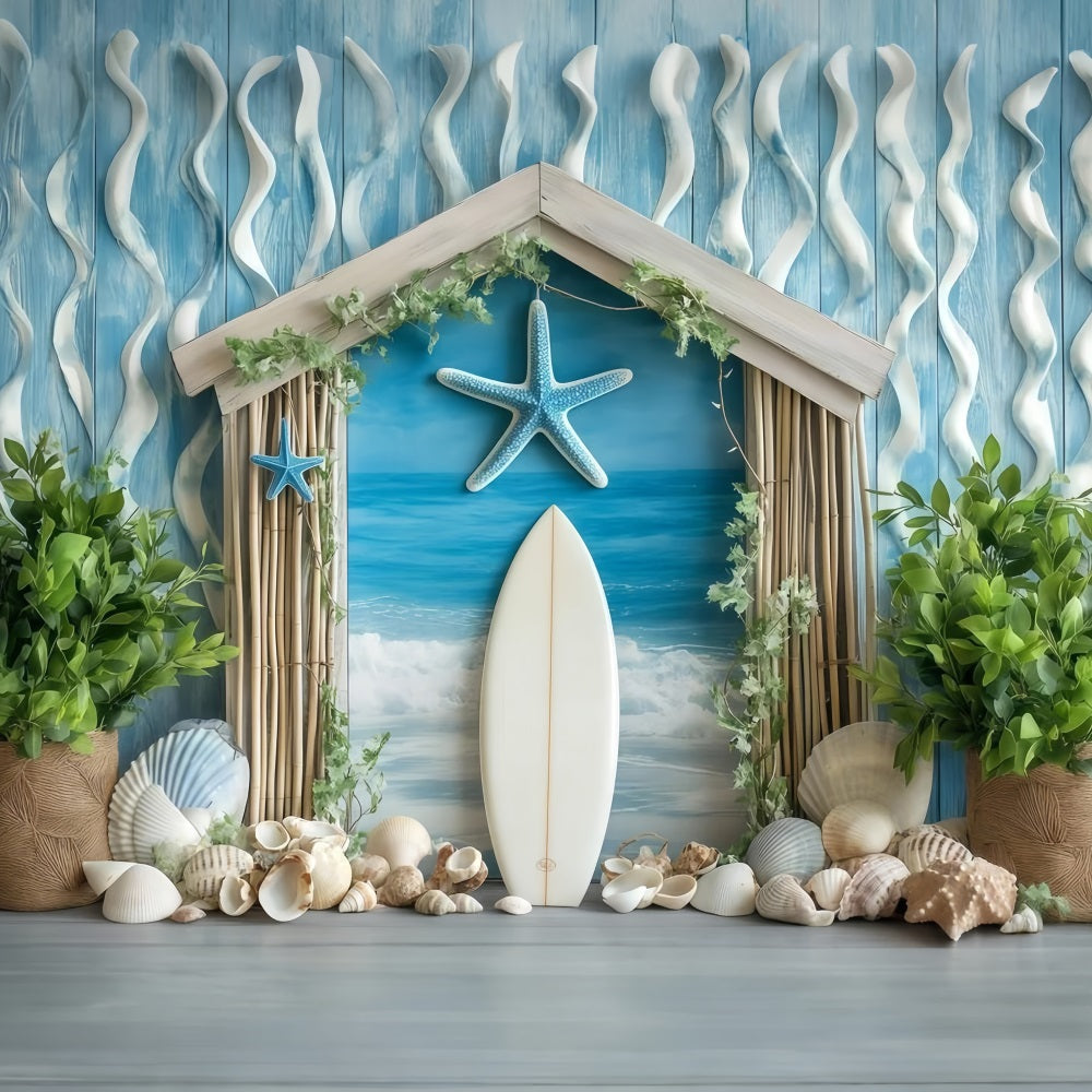 Strand Szene Hintergrund Küsten Muscheln Surf Sommer Hintergrund GQ4-253