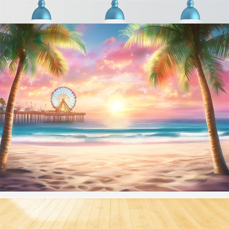 Strand Thema Hintergrund Seaside Riesenrad Sommer Hintergrund GQ4-255