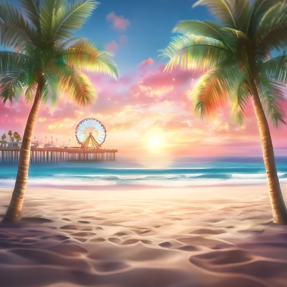 Strand Thema Hintergrund Seaside Riesenrad Sommer Hintergrund GQ4-255