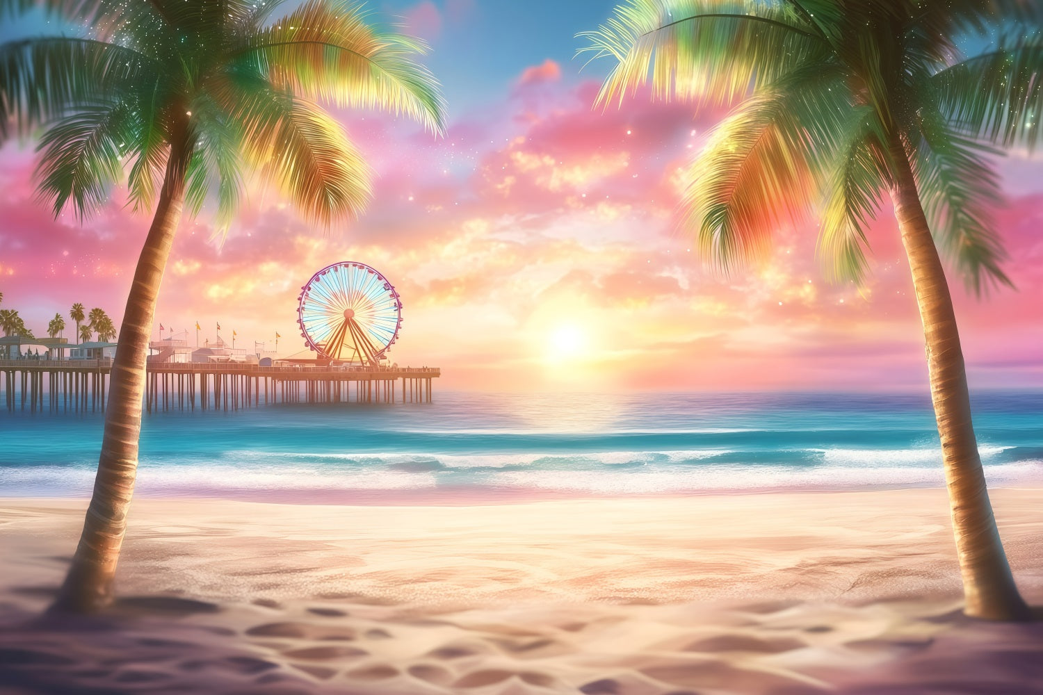 Strand Thema Hintergrund Seaside Riesenrad Sommer Hintergrund GQ4-255