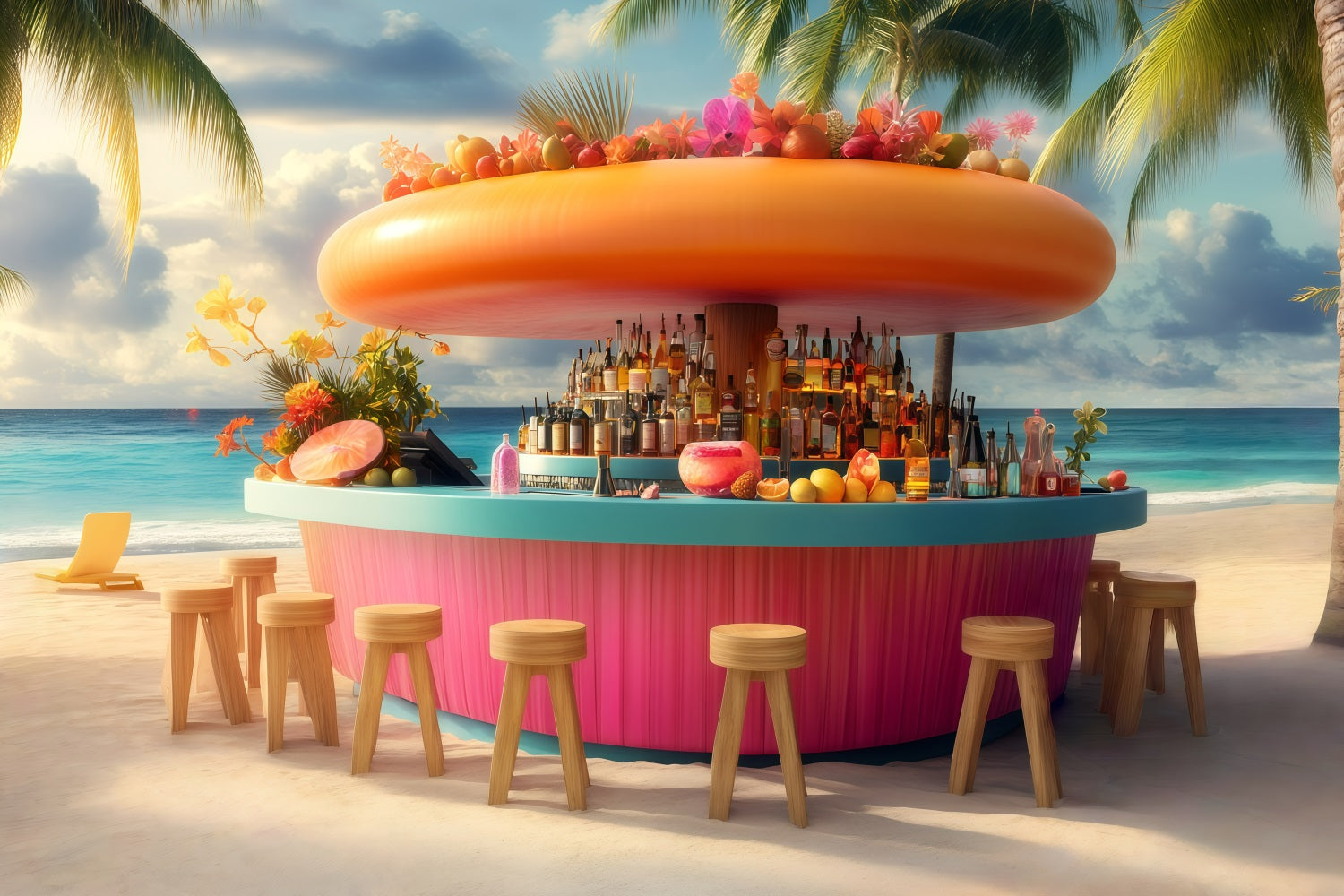 Tropische Backdrops Strandbar Sommerhintergrund GQ4-257