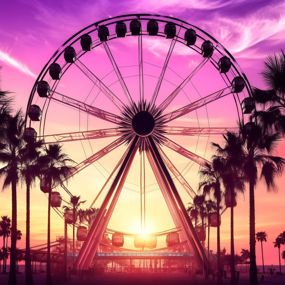 Tropische Fotokulisse Sonnenuntergang Sommer-Riesenrad Kulisse GQ4-261