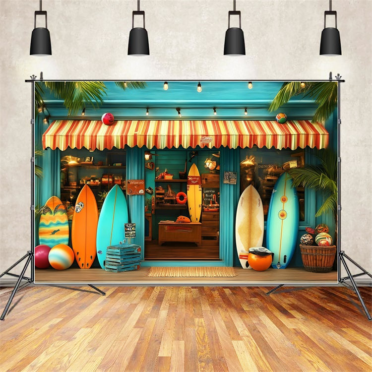 Tropical Backdrops Sommer Surf Shop Eingangs-Hintergrund GQ4-262