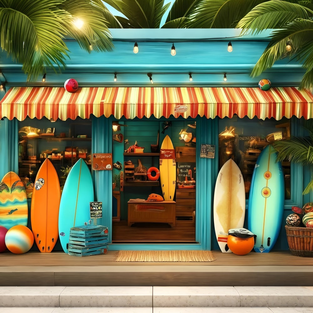 Tropical Backdrops Sommer Surf Shop Eingangs-Hintergrund GQ4-262