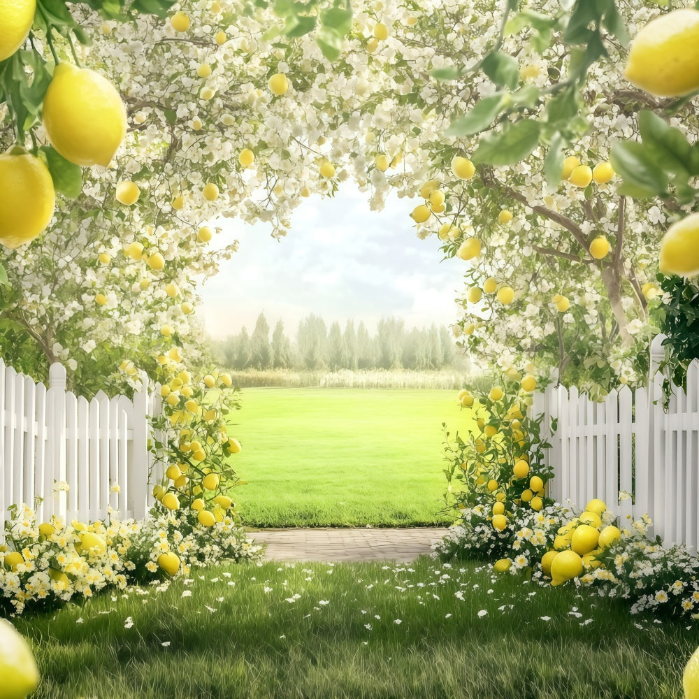Zitrone Backdrop Blühender Sommerbaum Pfad Backdrop GQ4-265