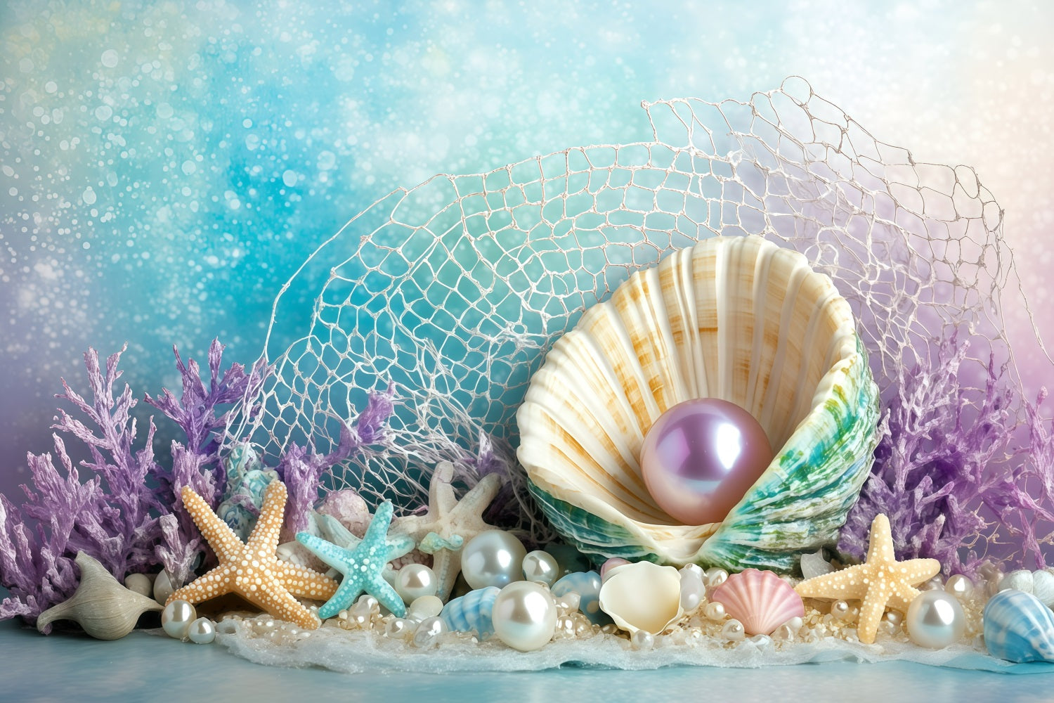 Strand Backdrops Muschel Perlen Sommer Backdrop GQ4-267
