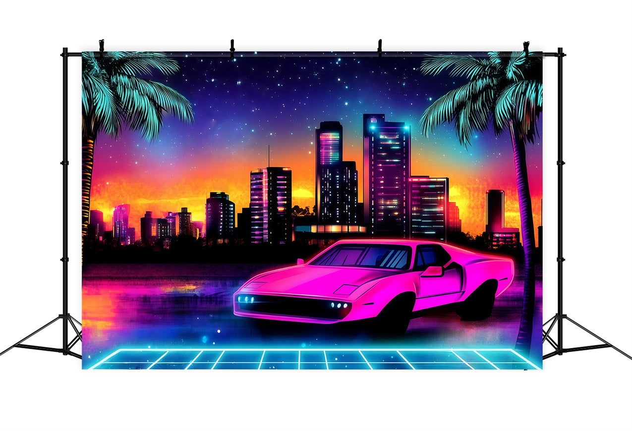 Tropische Hintergrundkulisse Glow City Car Sommerhintergrund GQ4-270