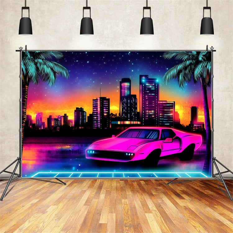 Tropische Hintergrundkulisse Glow City Car Sommerhintergrund GQ4-270