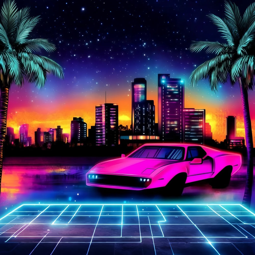 Tropische Hintergrundkulisse Glow City Car Sommerhintergrund GQ4-270