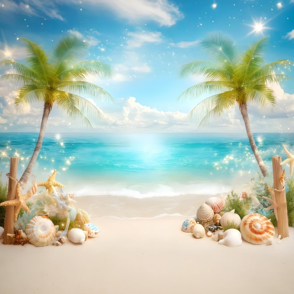 Strand Fotografie Hintergrund Sommer Muscheln Palmen Hintergrund GQ4-271