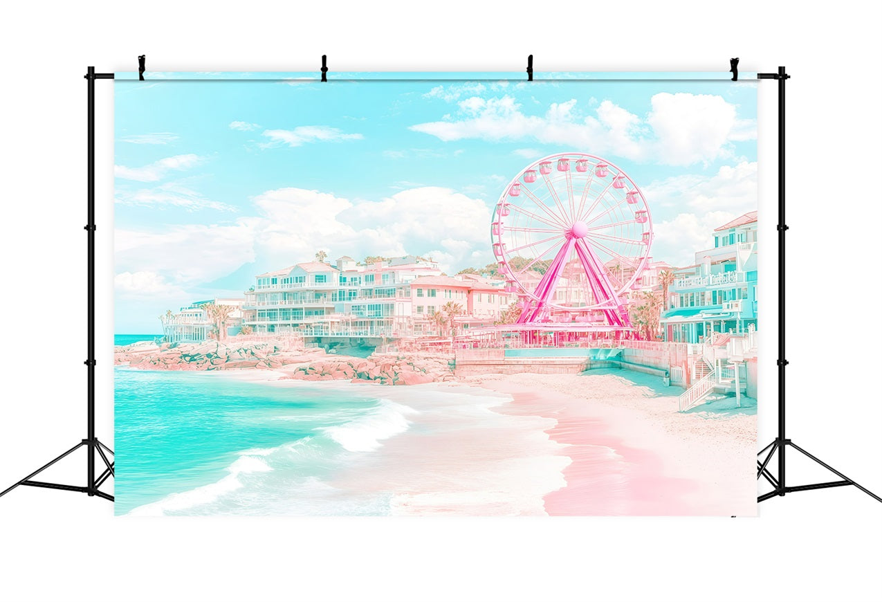 Strand Thema Hintergrund Sommer Küstenstadt Ferris Hintergrund GQ4-272