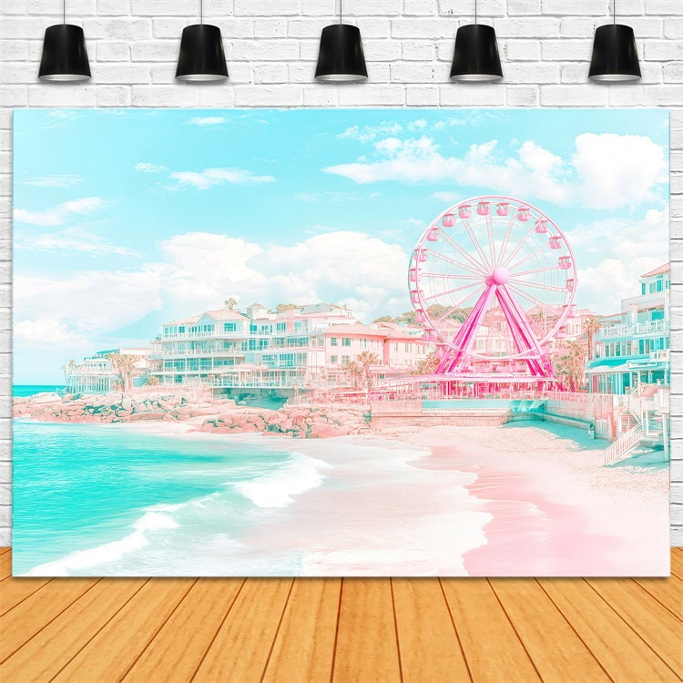 Strand Thema Hintergrund Sommer Küstenstadt Ferris Hintergrund GQ4-272