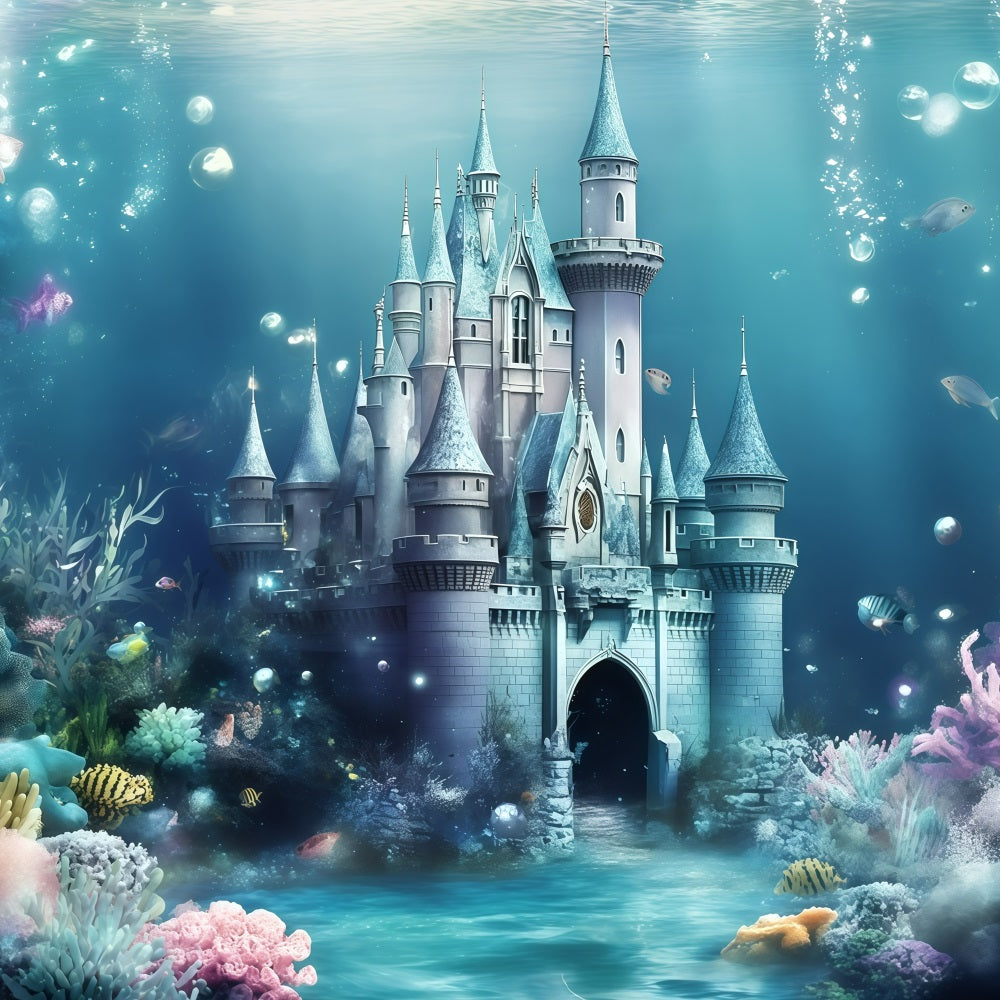 Sommer Backdrops Unterwasser Blaues Schloss Backdrop GQ4-274