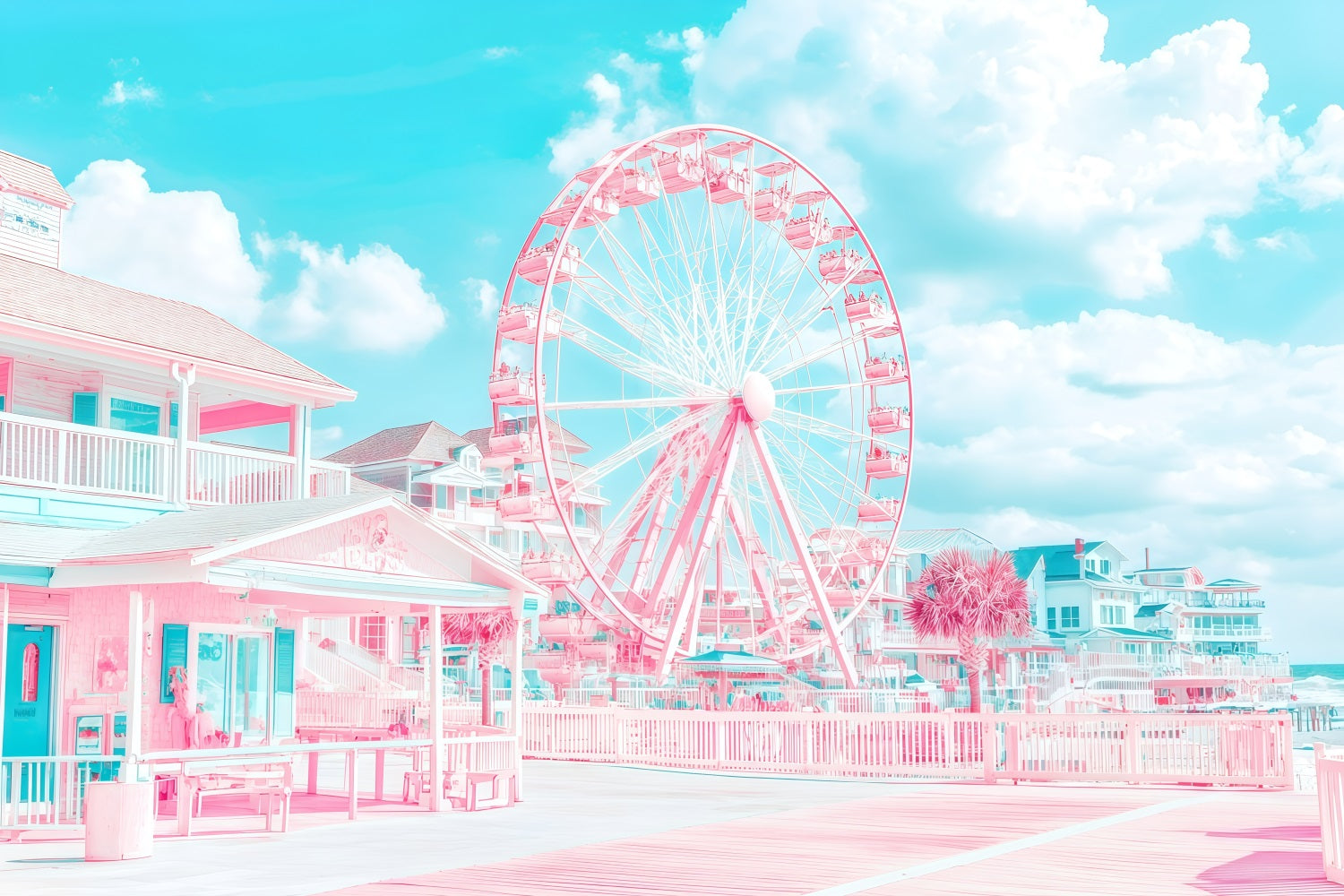 Strandszene Backdrop Riesenrad Coastal Sommer Backdrop GQ4-275