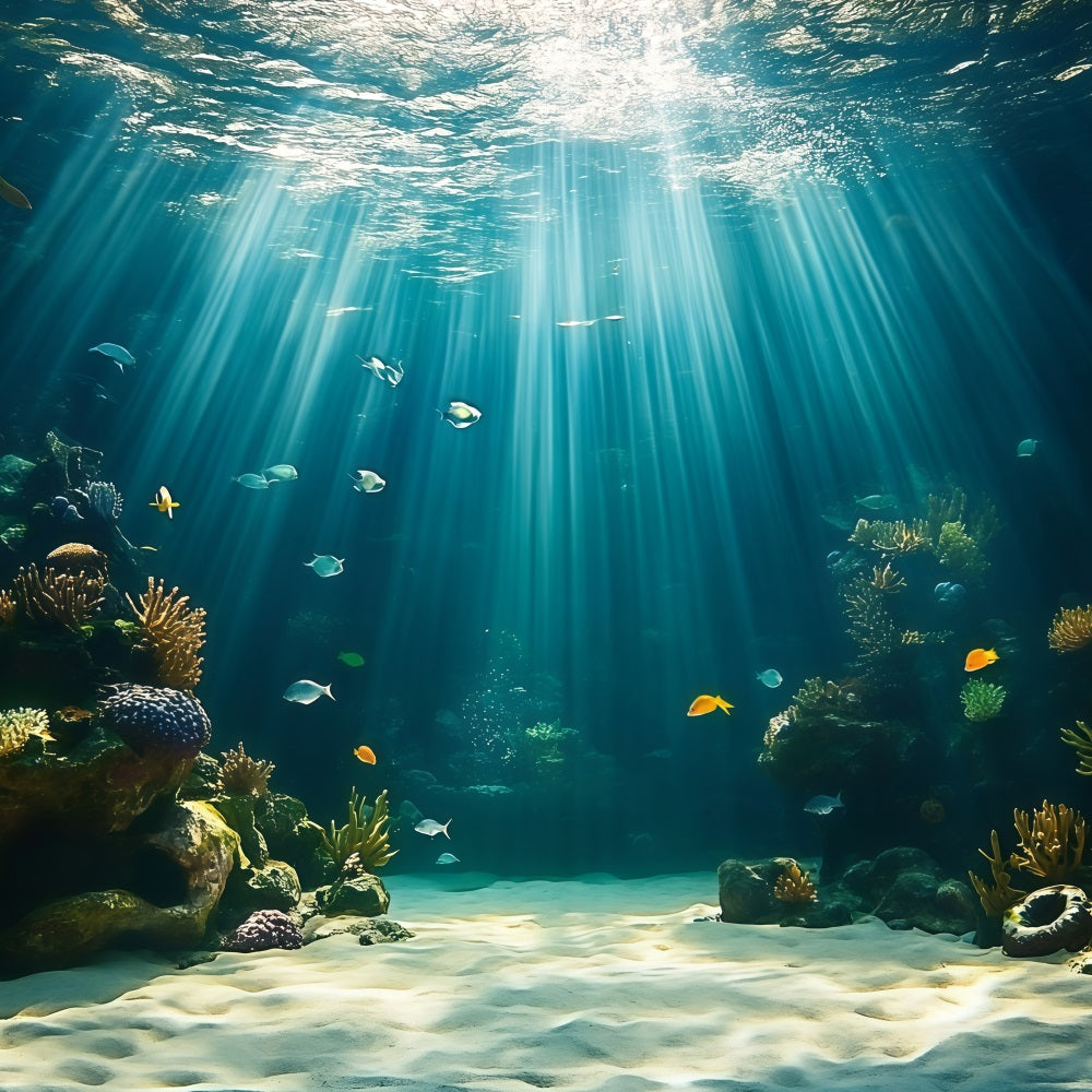 Sommer Fotohintergrund Riff Licht Rochen Szene Hintergrund GQ4-276