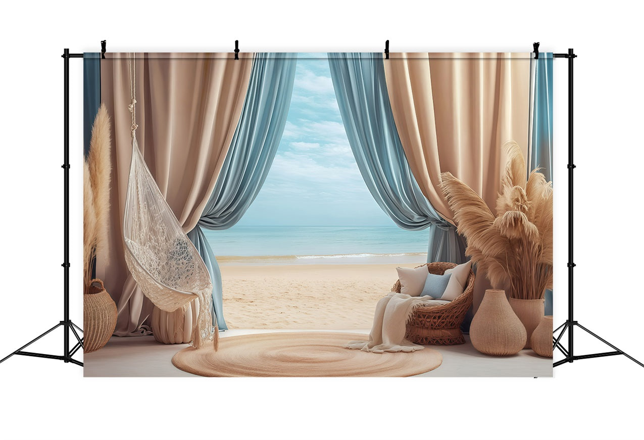 Strand Backdrop Fotografie Sommer Hängematte Vorhang Backdrop GQ4-277