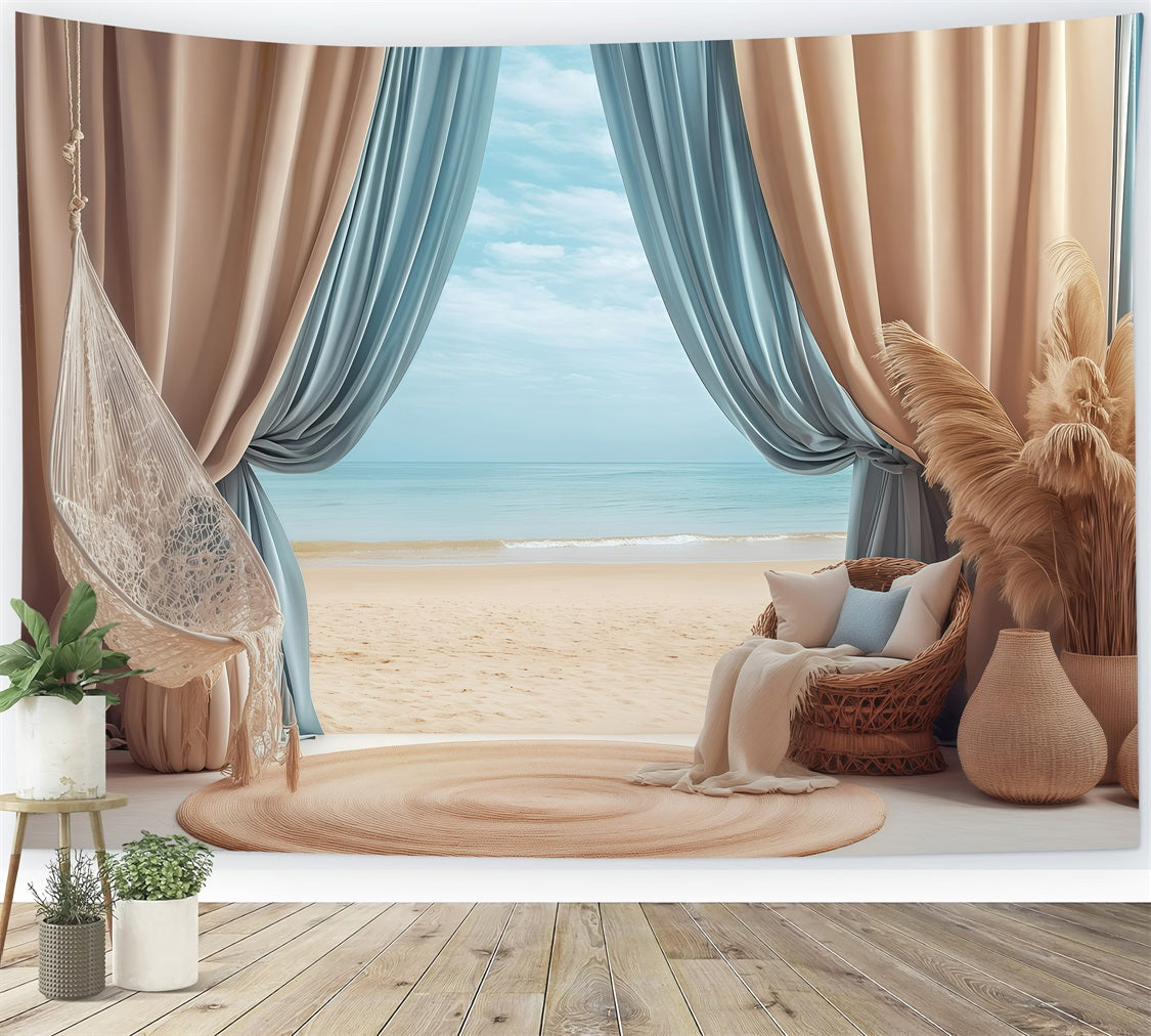 Strand Backdrop Fotografie Sommer Hängematte Vorhang Backdrop GQ4-277