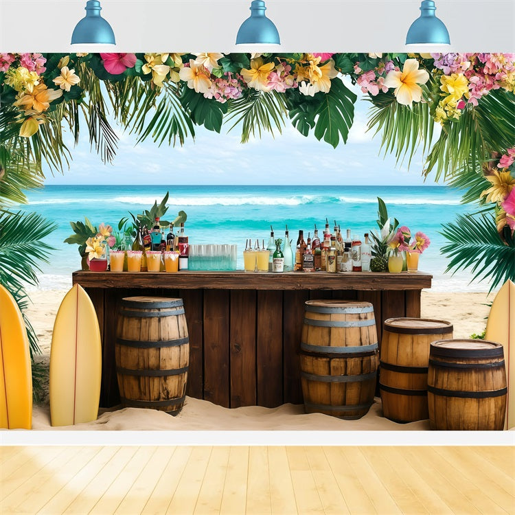 Fotografie Strand Kulisse Floral Tiki Bar Sommer Kulisse GQ4-283