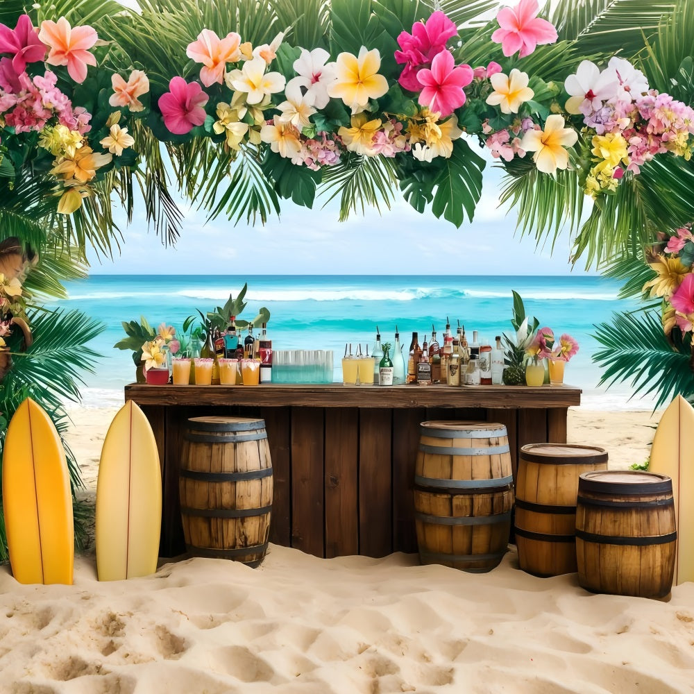 Fotografie Strand Kulisse Floral Tiki Bar Sommer Kulisse GQ4-283