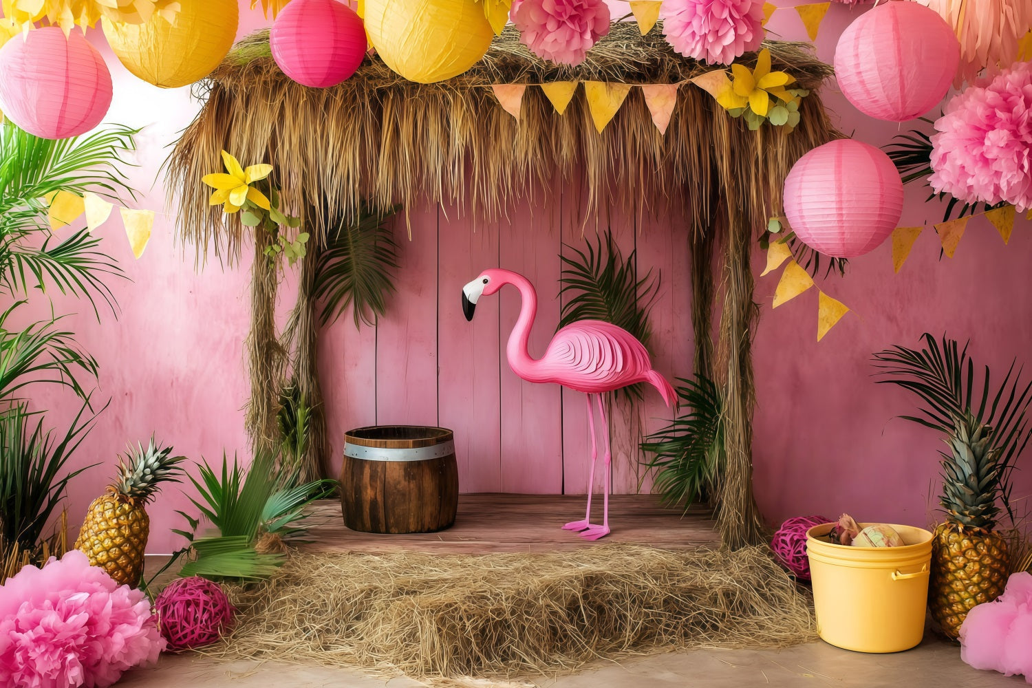 Sommer-Hintergrundbilder Tropischer Flamingo Party-Hintergrund GQ4-285