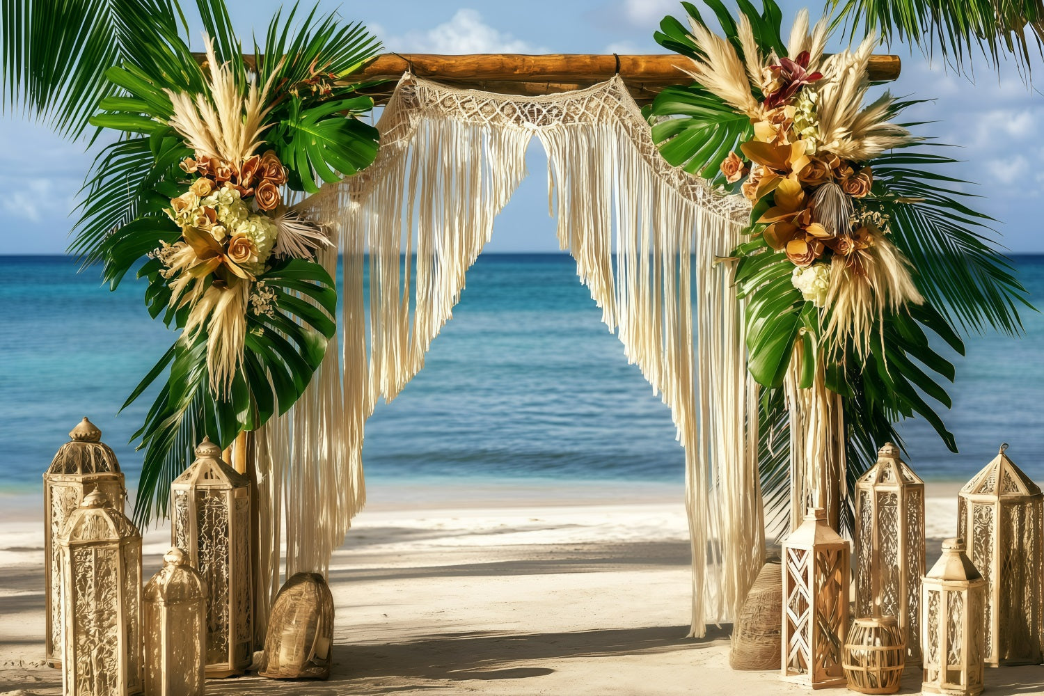 Strand Hochzeit Hintergrund Seaside Bohemian Sommer Hintergrund GQ4-286
