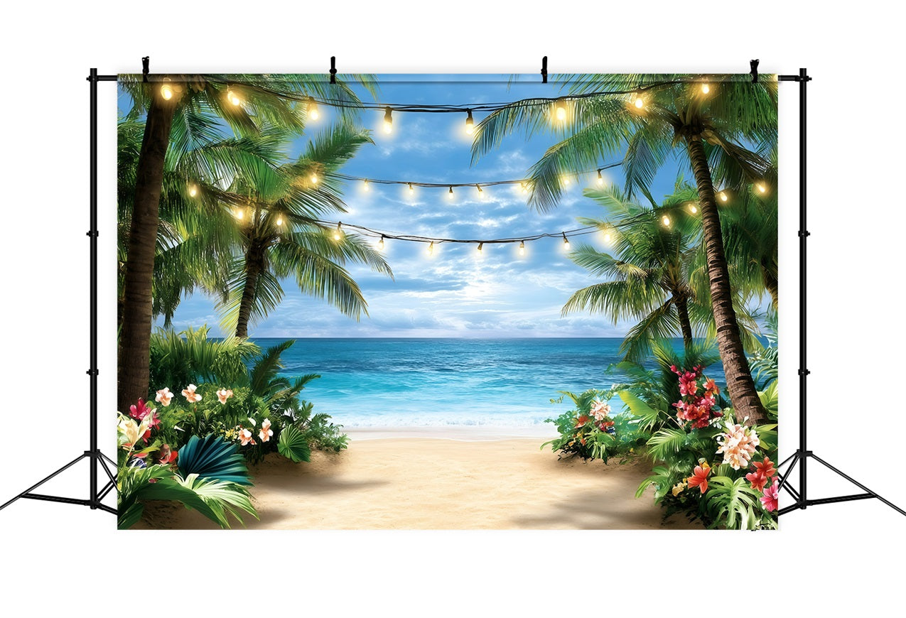 Tropischer Strand Backdrop Lichterkette Sommer Backdrop GQ4-287