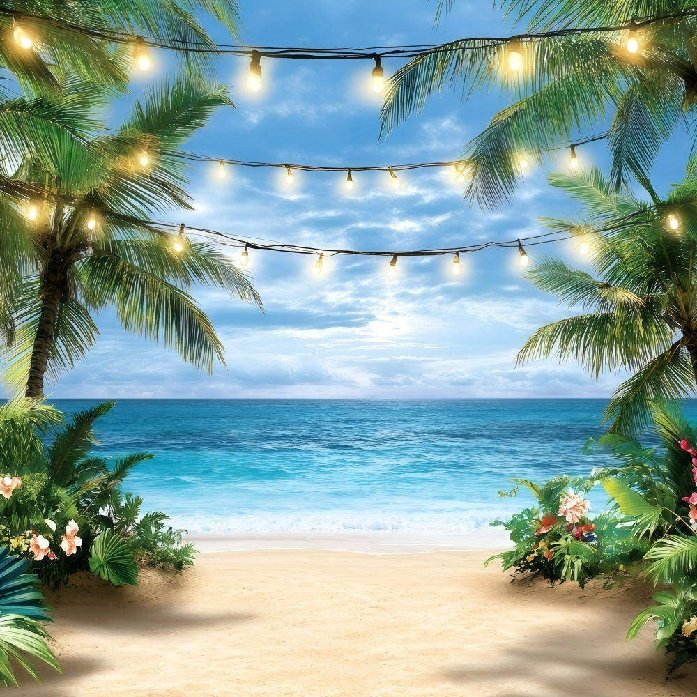 Tropischer Strand Backdrop Lichterkette Sommer Backdrop GQ4-287