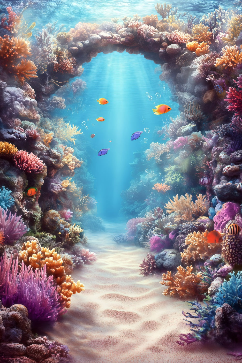 Strand Backdrop Sommer Korallenbogen Unterwasser Hintergrund GQ4-295
