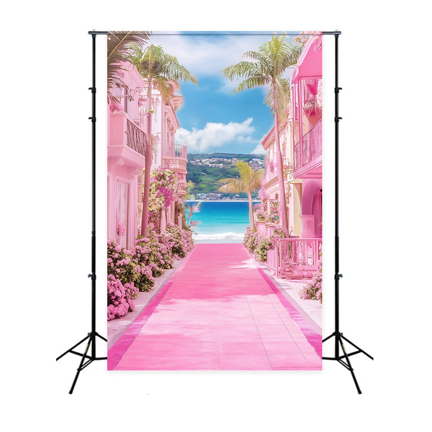 Strand Fotografie Hintergrund Sommer Rosa Resort Pfad Hintergrund GQ4-297