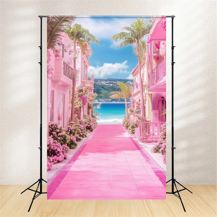 Strand Fotografie Hintergrund Sommer Rosa Resort Pfad Hintergrund GQ4-297