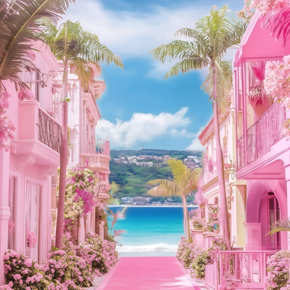Strand Fotografie Hintergrund Sommer Rosa Resort Pfad Hintergrund GQ4-297