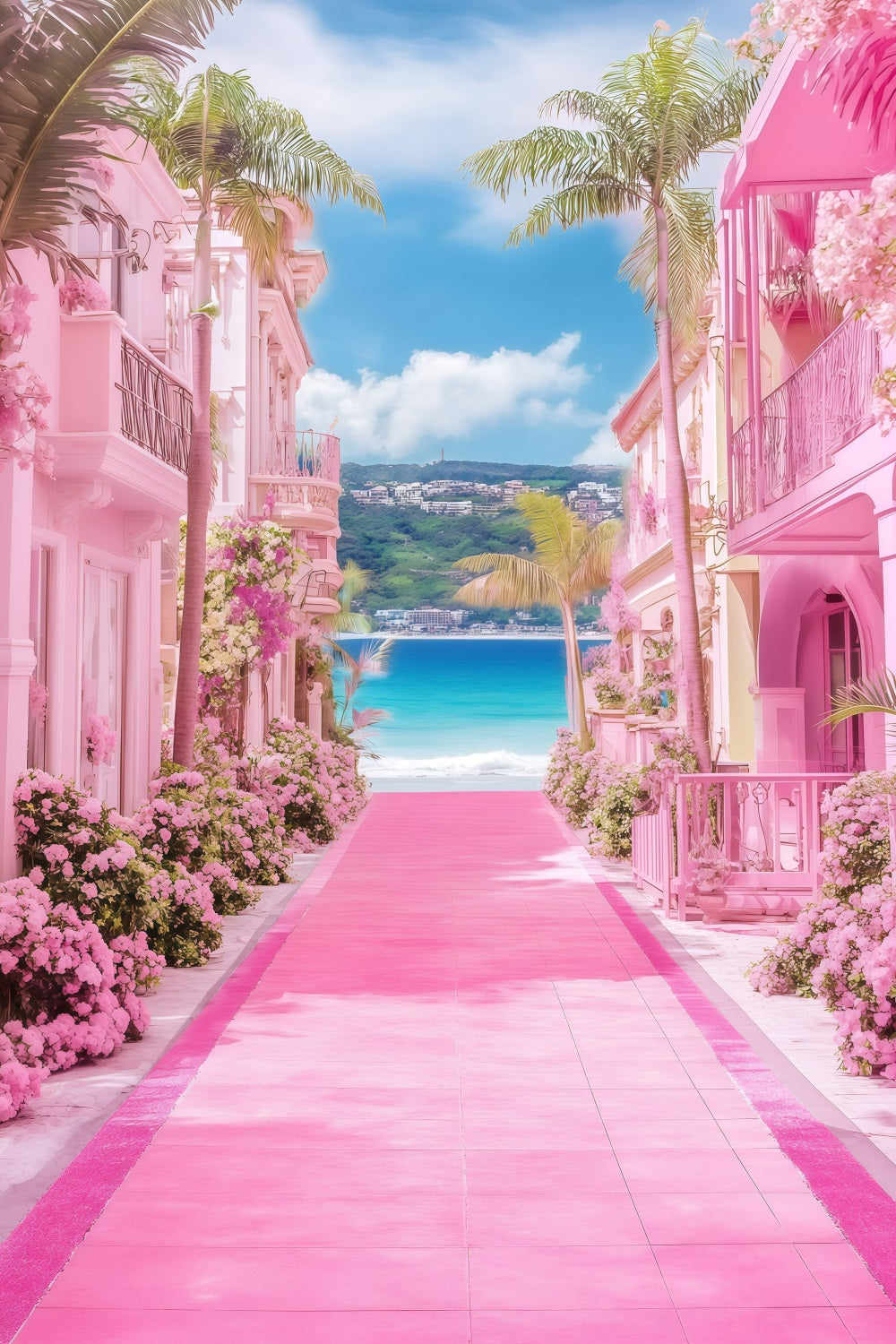 Strand Fotografie Hintergrund Sommer Rosa Resort Pfad Hintergrund GQ4-297