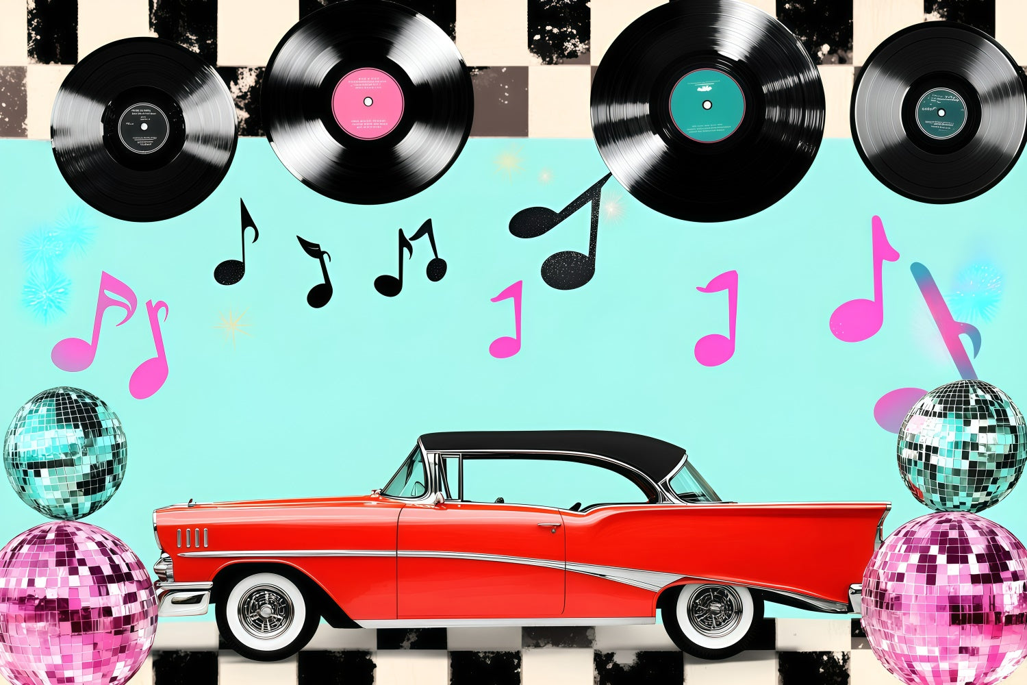 80er Jahre Fotografie Backdrop Retro Vinyl Schallplatten Vintage Backdrops GQ4-309