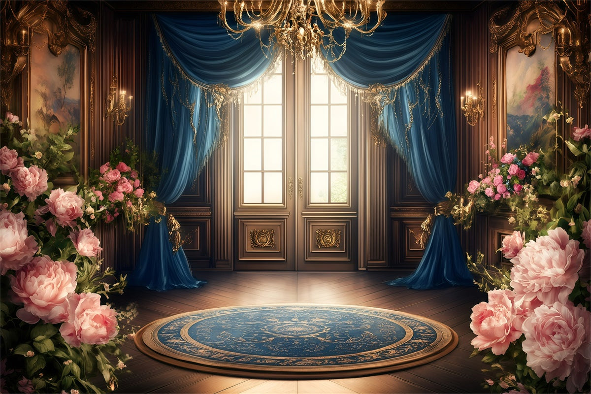 Viktorianische Fotografie Backdrop Goldener Rahmen Rose Hall Vintage Backdrop GQ4-318