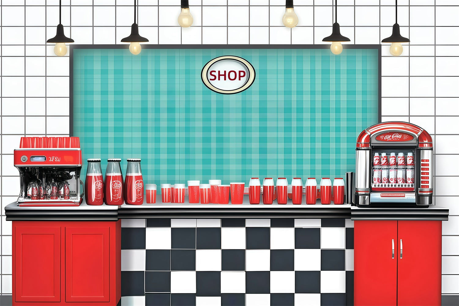 Retro Fotokulissen Retro Diner Coffee Shop Kulisse GQ4-327