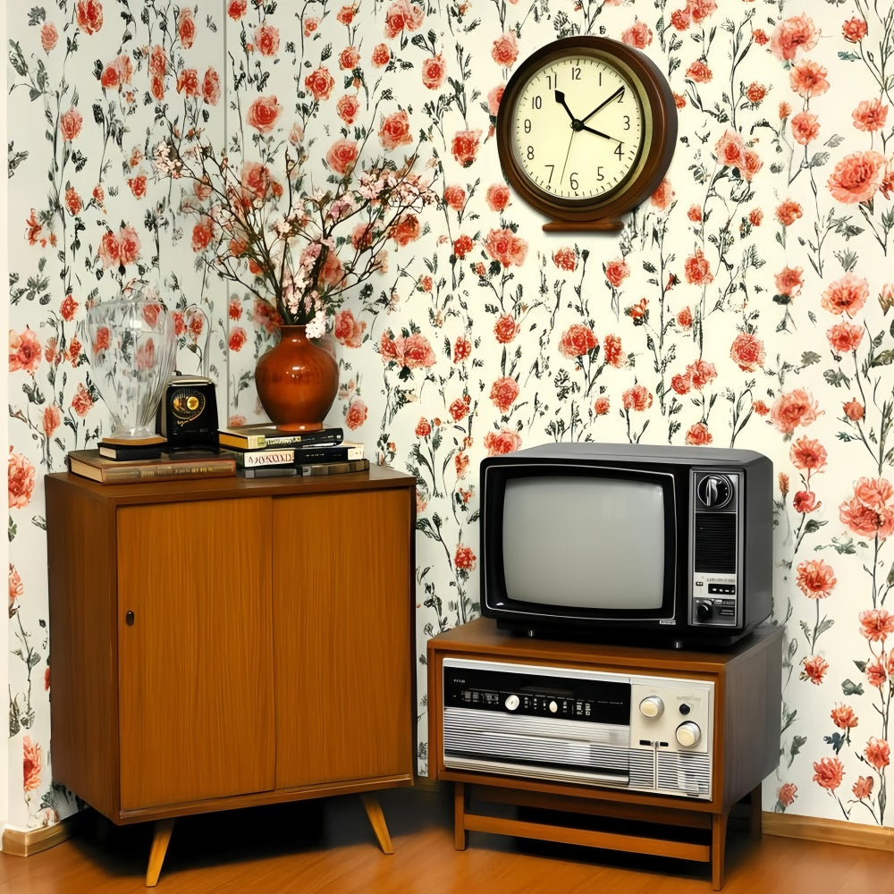 Vintage Backdrops für Fotografie Nostalgischer Raum Floraler Akzent Hintergrund GQ4-343