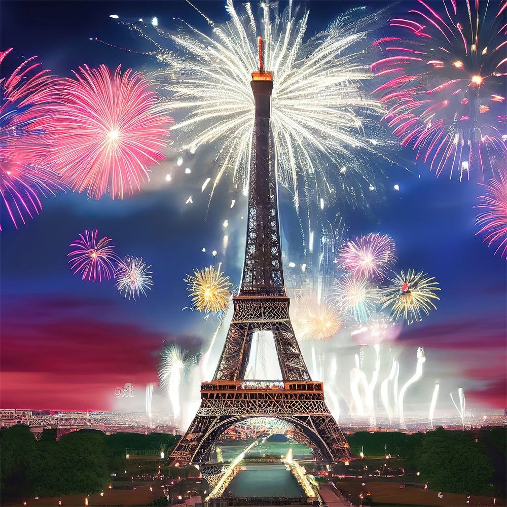 Nacht in Paris Kulisse funkelnde Feuerwerk Eiffelturm Kulisse GQ4-36
