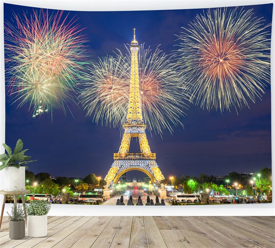 Paris Backdrop Ideen Eiffelturm Feuerwerk Feier Hintergrund GQ4-43