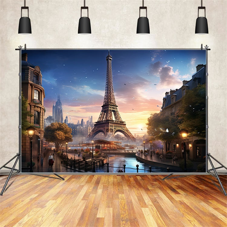 Paris Backdrop Fotografie Eiffelturm Kanal Szene Hintergrund GQ4-44