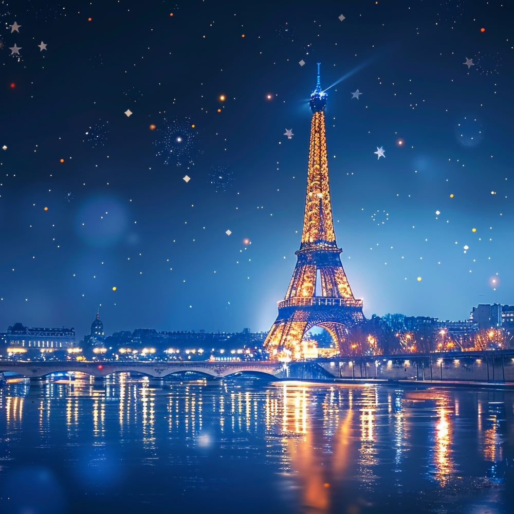 Nacht in Paris Kulisse Sternenhimmel Paris Fluss Kulisse GQ4-46
