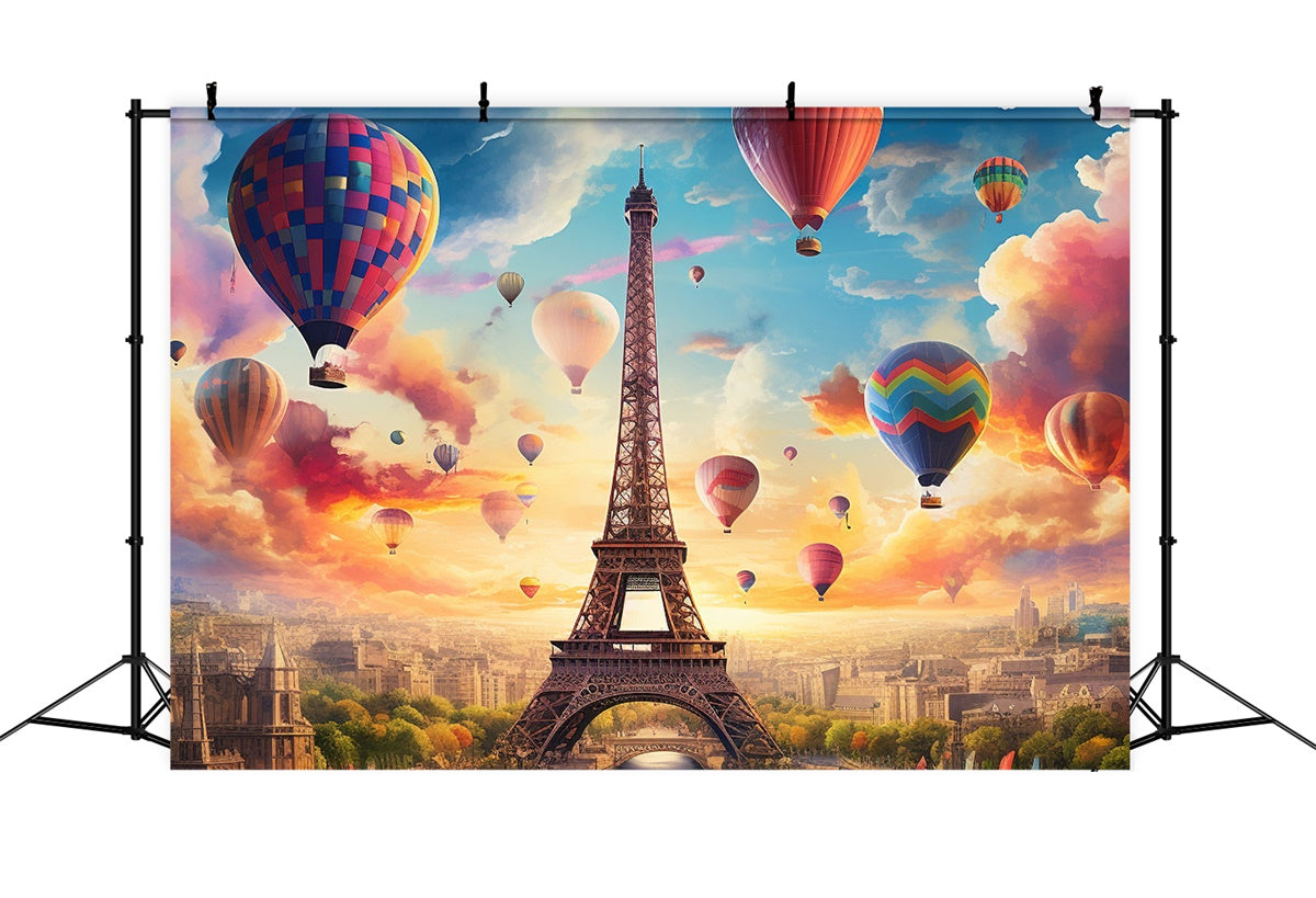 Paris Fotokulisse Ideen Heißluftballons Fantasie Himmel Kulisse GQ4-50