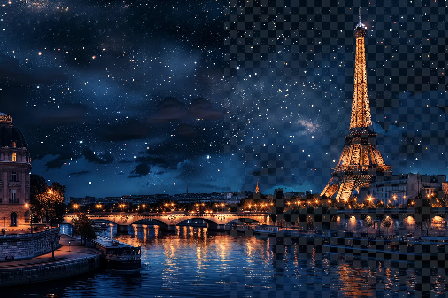 Paris Kulisse für Bilder Mitternachtshimmel Eiffelturm Kulisse GQ4-59