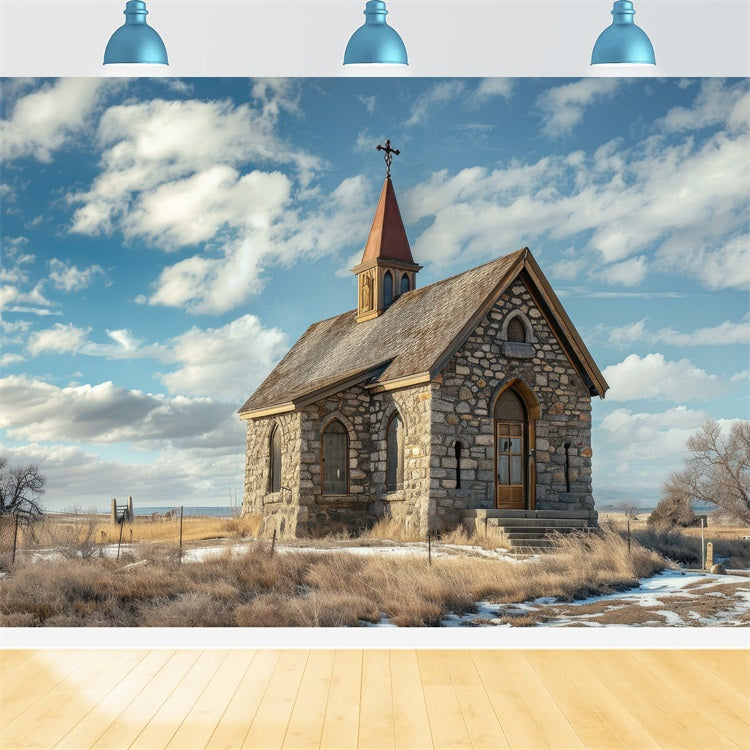 Kirche Backdrop Ideen Blauer Himmel Stein Architektur Backdrop GQ4-73