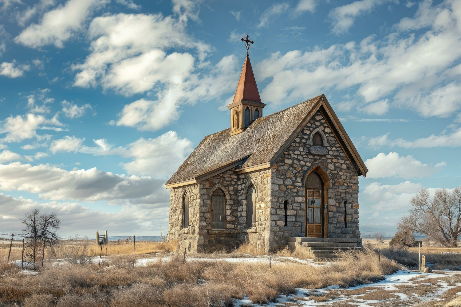 Kirche Backdrop Ideen Blauer Himmel Stein Architektur Backdrop GQ4-73