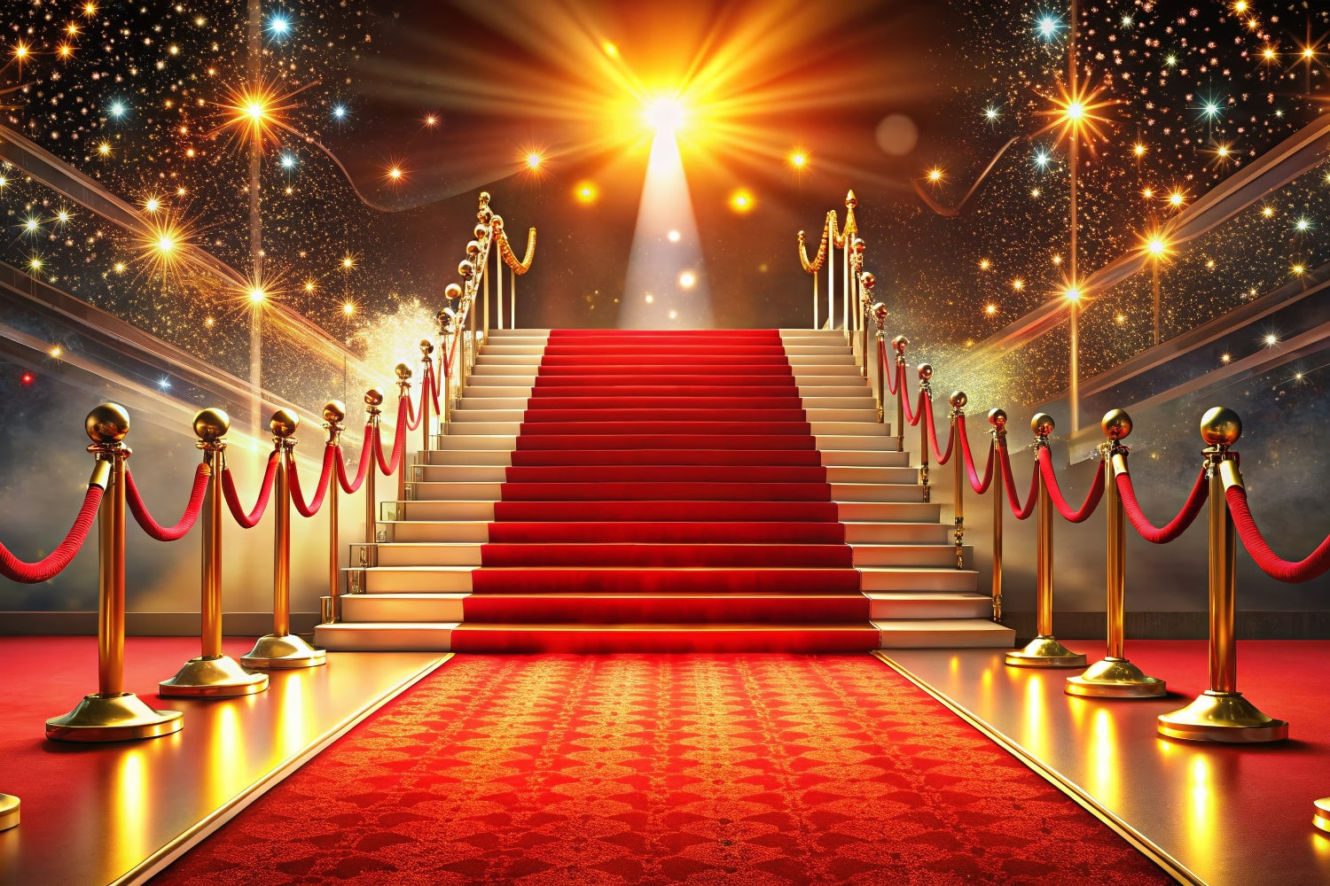 Roter Teppich Fotokulisse Luxuriöse Treppe funkelt Hintergrund GQ4-91