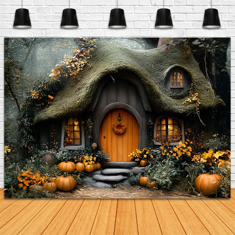 Herbst-Hintergrundkulissen Märchen-Kürbis-Häuschen-Hintergrundkulisse GQ5-105