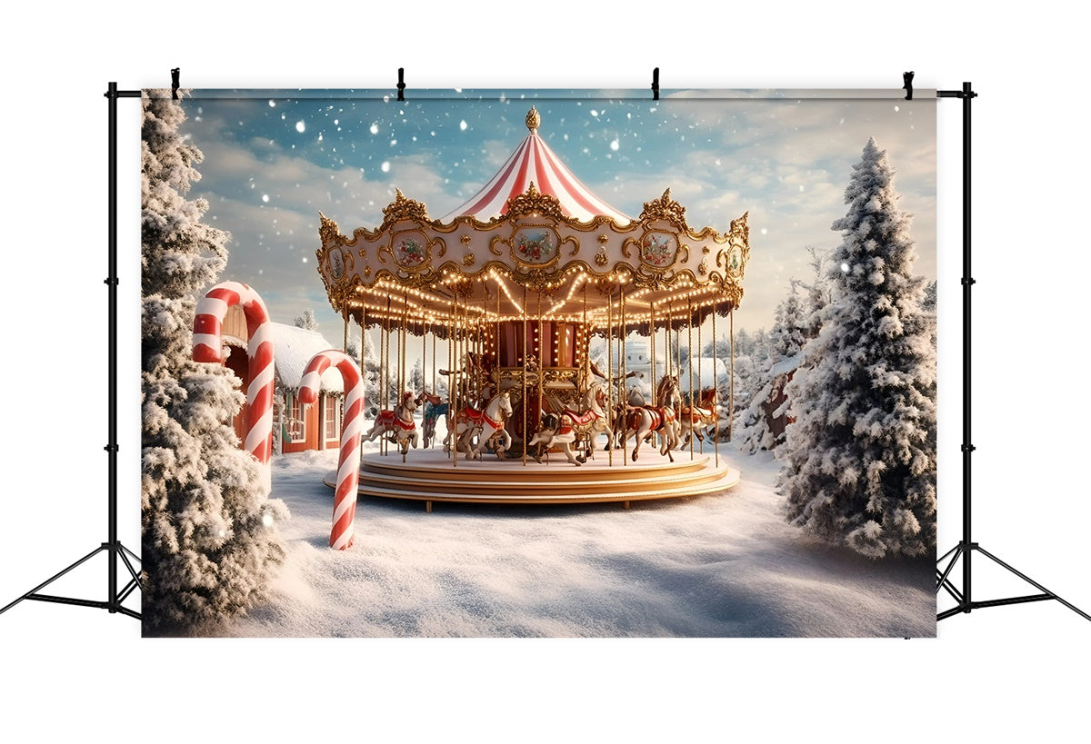 Karneval Backdrop Winter Karussell Schnee Weihnachten Backdrop GQ5-114