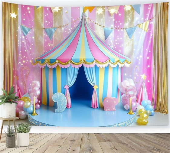 Karneval Zelt Backdrop Candy Stripe Tent Sparkle Backdrop GQ5-122