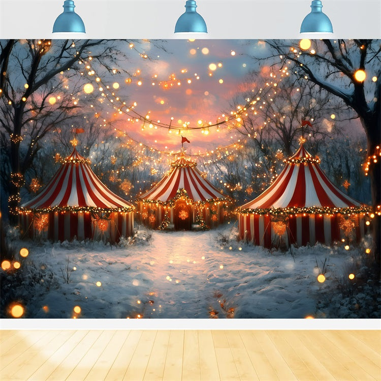 Karneval Zelt Backdrop Verschneite Weihnachtslichter Backdrop GQ5-131